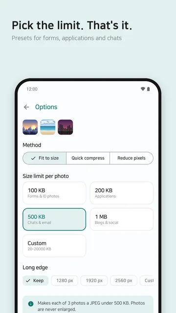 Choosing a mode and options