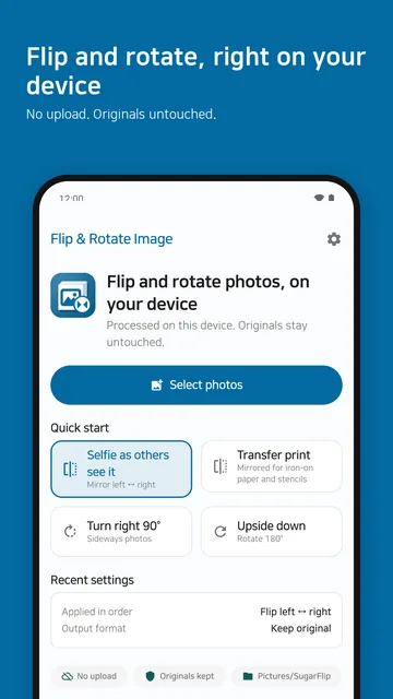 Home screen with purpose presets